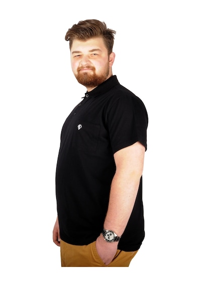 Mode Xl Büyük Beden T-Shirt Polo Cep Sup Basic 21557 Siyah 001