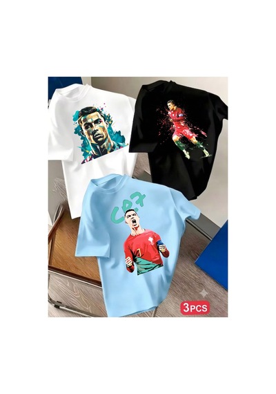 Stil-x Yeniz Sezon Ronaldo Baskılı, 3' Lü Takım Erkek Çocuk Tshırt, %100 Pamuk Soft Kumaş Çok Renkli-1 Stil-x Yeniz Sezon Ronaldo Baskılı, 3' Lü Takım Erkek Çocuk Tshırt, %100 Pamuk Soft Kumaş Çok Renkli-1