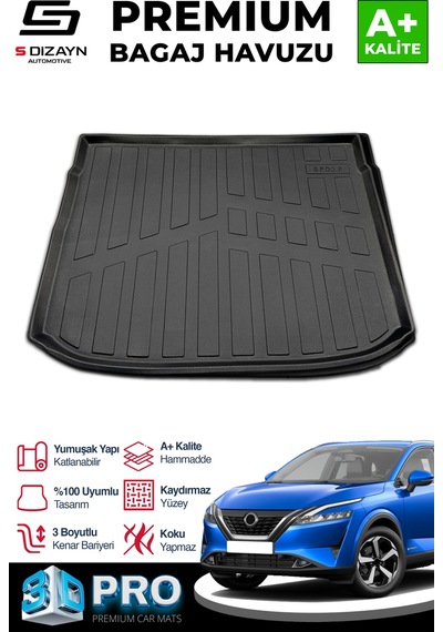 S-dizayn Nissan Qashqai E-power 3d Pro Bagaj Havuzu Üst Bagaj 2021 Üzeri A+ Kalite