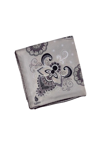 Mim Eşarp Mısırlı Eşarpları Mısırlı Eşarp Alize Krep Etnik Desenli Eşarp 140x140 Cm Açık Krem - Kahve