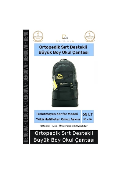 Denguva Ortopedik Su Geçirmez Konfor Modeli Fermuarlı Büyük Boy Çok Gözlü Bölmeli Kamp Outdoor Sırt Çantası Çok Renkli