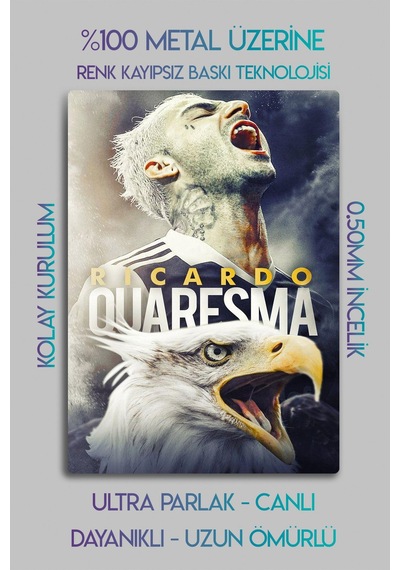 Metal Baskı, Ricardo Quaresma B.jk - Parlak Dekoratif Sporcu Duvar Tablosu