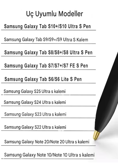 Samsung  Uyumlu S Pen Uç Galaxy Tab S Serisi İle Uyumlu Lite,fe,ultra S6,s7,s8,s9,s10,s11 5 Adet Beyaz
