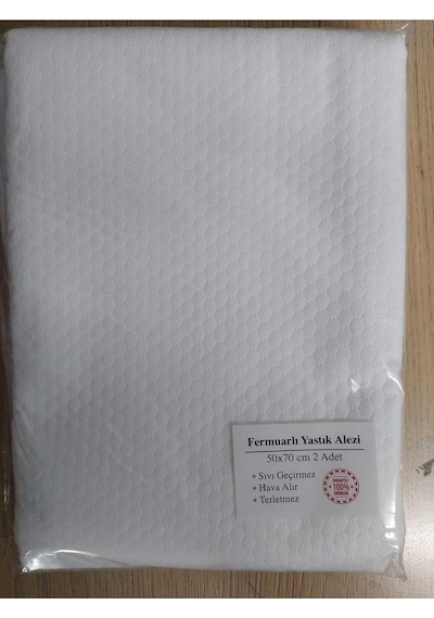 Denizli Çeyiz 2'li Sıvı Geçirmez Fermuarlı Yastık Alezi Beyaz 50 X 70