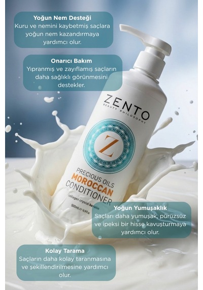 Zento Moroccan Onarıcı Nem Veren Saç Bakım Kremi 500 ML