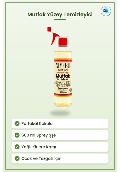 Portakal Kokulu Yağ Çözücü Mutfak Yüzey Temizleyici 600ml Sprey O Tekli