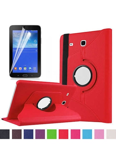 Zore Galaxy Tab 3 Lite 7.0 T110 Uyumlu Dönebilen Standlı Kılıf-kırmızı Tablet Kılıfı