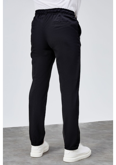 HLT Jeans Erkek Siyah Relaxed Fit Yandan Cepli Beli Lastikli Bağcıklı Duble Paça Jogger Pantolon Bolt-1996 Siyah