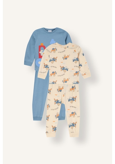 Defacto Baskılı 2li Pijama Takımı Erkek Bebek I1438a526aube455 Mavi-be455