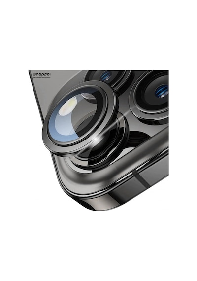 Apple Uyumlu iPhone 15 Pro Kamera Lens Koruyucu Siyah Titanyum Kolay Uygulama Aparatlı