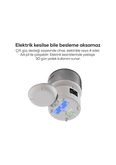 Tr Otomatik Kedi Mama Kabı 3l Mobil Kontrol Paslanmaz Çelik Kase Çift Güç Desteği X8613