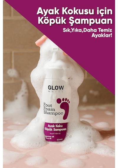 Glow Whıte Ayak Koku Giderici Köpük Şampuan Doğal Çay Ağacı Ve Nane Yağı Özlü 100 Ml