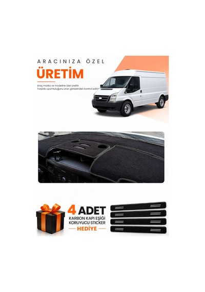 Ford Transit 2007-2012 Uyumlu Torpido Koruma Örtüsü Oto Kılıfı - Siyah