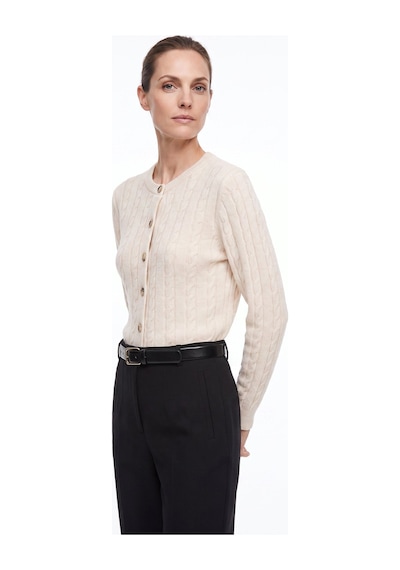 Fabrika Ekru Kadın Bisiklet Slim Fit Saç Örgü Hırka F5wl-hrk0256