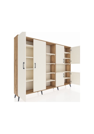Arges Dolap 13 Raflı 6 Kapaklı 220x30x163 Çam-aytaşı Aytası - Atlas Çam