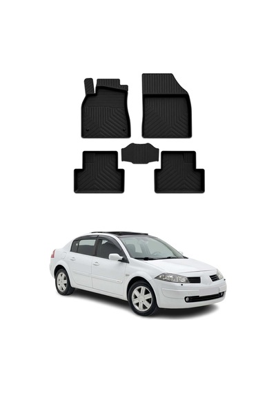 Renault Megane 2 2008-2008 Uyumlu 4d Havuzlu Paspas Kauçuk Siyah 5 Parça