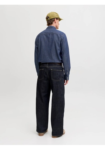Jack & Jones Erkek Koyu Mavi Kot Gömlek - 12138115