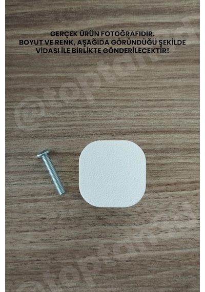 6 Adet - Beyaz Oval Kare Kulp - Modern Ve Şık Dolap, Gardırop, Şifonyer, Komodin Ve Çekmece Kulpu Vida Dahil Sarı