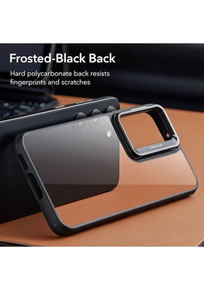 Esr Samsung Uyumlu S23 Kılıf Standlı Kickstand Silikon - Şeffaf Siyah Şeffaf Siyah