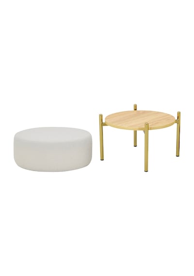 Vilinze Otto T1 21 Gold Ayak Teddy Fonksiyonel Sehpalı Puf Beyaz