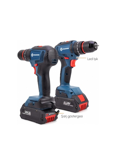 Prohummer Ph344 Professional 21v 3ah Çift Vitesli Metal Mandren Vidalama Matkap Seti