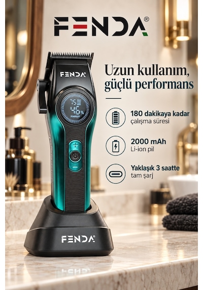 Fenda Profesyonel Saç Kesme Makinesi Turkuaz