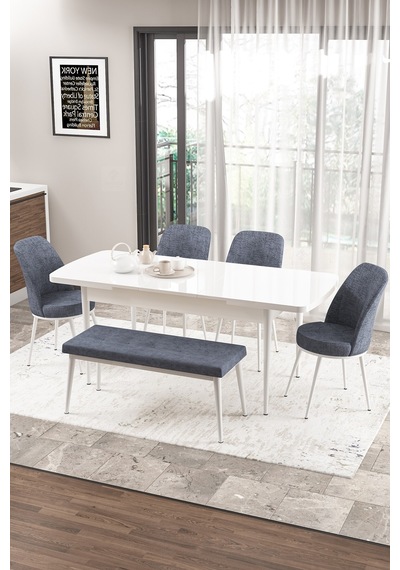 Canisa Concept Zen Serisi 80x132 Mdf Açılabilir Beyaz Masa Takımı 4 Füme Sandalye Ve 1 Bench Masa Beyaz Sandalye Füme Ve Bench Zebra Desen Canisa Concept Zen Serisi 80x132 Mdf Açılabilir Beyaz Masa Takımı 4 Füme Sandalye Ve 1 Bench Masa Beyaz Sandalye Füme Ve Bench Zebra Desen