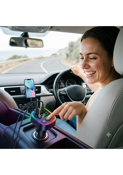 Araç İçi Bluetooth Fm Transmitter, Kablosuz Mp3 Çalar, Çift Usb Ve Type-c Şarj Portlu, Tf Kart