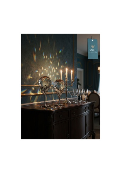 Chacha Home Luxury Odyssey 2'li Pirinç Deve Kuşu Ayağı Dekoratif Kristal Top Küre