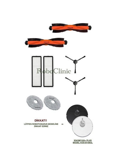 Xiaomi Robot Vacuum S20+/s20 Plus Model Kod:b108gl Uyumlu Fırça,hepa Filtre,moplu Set-8 Parça