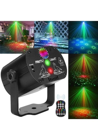 Ginny Disko Led Rgb Lazer Işıklı Led Aydınlatmalı Mini Sahne Ses Kontrollü Parti Işığı Ct-lzr1 Siyah Black