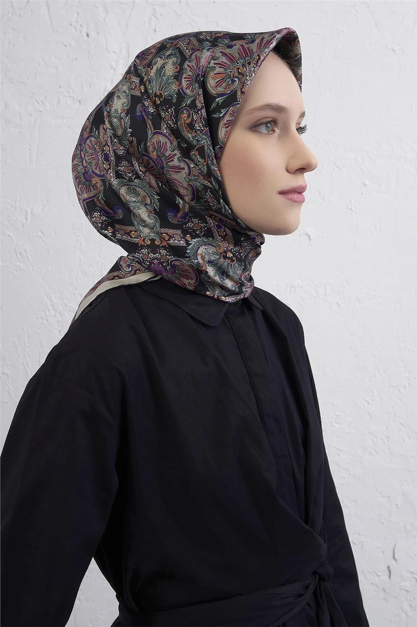 Armine Etnik Desen Saf İpek Twill Eşarp 9416d 81 Çok Renkli