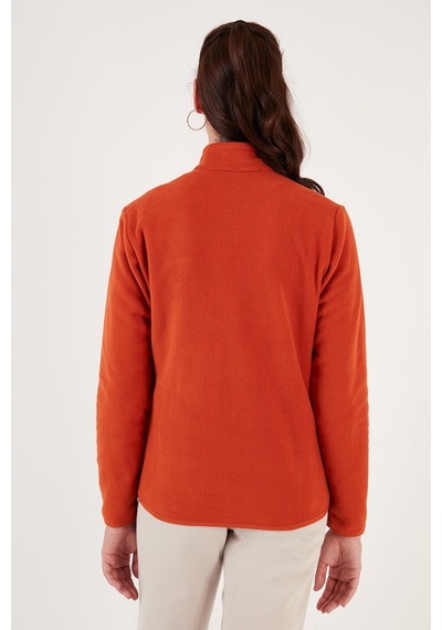 Lela Slim Fit Anti-pilling Tüylenme Yapmayan Fermuarlı Cepli Hırka 2' Li Paket Polar Kadın Polar 5907002s2 Ekru-orange