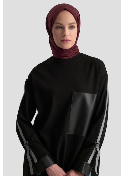Armine Trend Şerit Detaylı Deri Garnili Tunik Siyah 24kt443 Siyah Armine Trend Şerit Detaylı Deri Garnili Tunik Siyah 24kt443 Siyah
