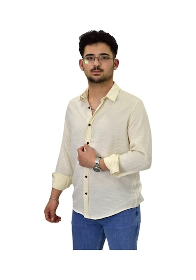 Erkek Spor Silim Fit Uzun Kol Gömlek G5011 Bgl-st04495 Krem Erkek Spor Silim Fit Uzun Kol Gömlek G5011 Bgl-st04495 Krem