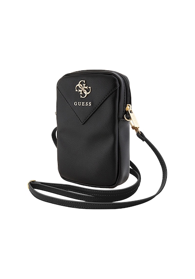 Guess Lisanslı Kadın Omuz Çantası 4g Metal Logolu Fermuarlı Pu Deri Çapraz Askılı Siyah