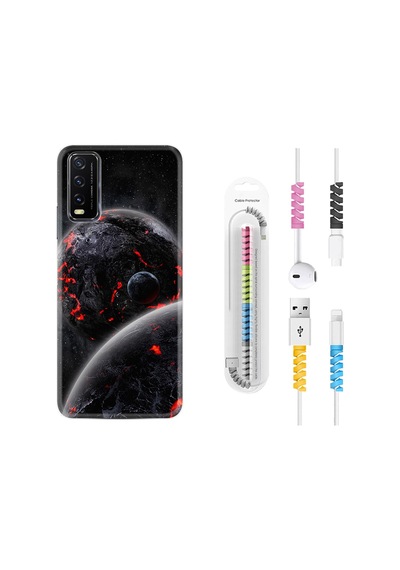 Vivo Y11S Kılıf Kablo Koruyuculu Dark World 1867