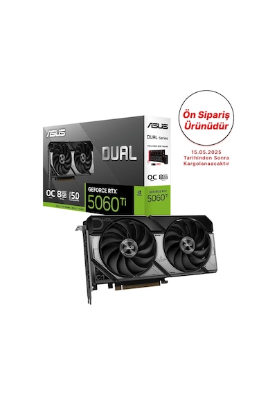 Asus Geforce Dual Rtx 5060 Ti Oc O8g 8gb Gddr7 128 Bit Ekran Kartı
