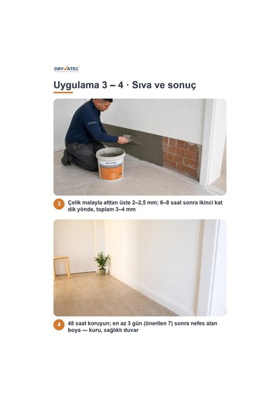 Dryvatec Hydrofix Rutubet Sıvası 10 Kg Duvar Nem Ve Rutubet Önleyici Sıva, Küf Çözümü