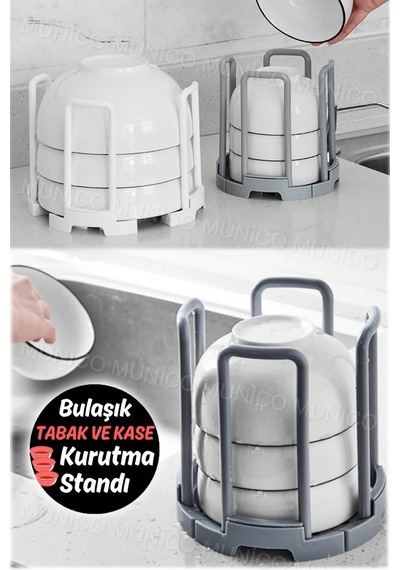 Mutfak Kurutma Rafı Kaseler Sofra Depolama Tutucu Organizatör Dolabı Yuvarlak Tabak Kase Organizer P Diğer