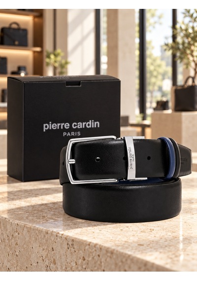 Pierre Cardin Erkek Çift Taraflı Siyah-lacivert %100 Hakiki Deri Kemer Lacivert - Siyah