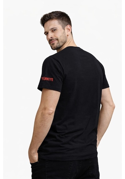 Novalisse Erkek Türkiye Baskılı Tişört 2026 Dünya Kupası Taraftar Forma T-shirt - Siyah Çoklu Renk