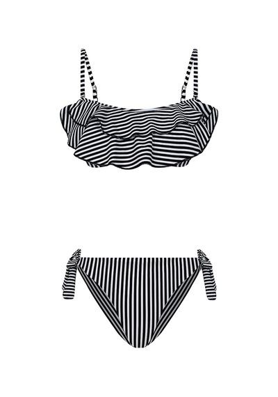 Bonesta Payee Volanlı Straplez Siyah Bikini Takımı