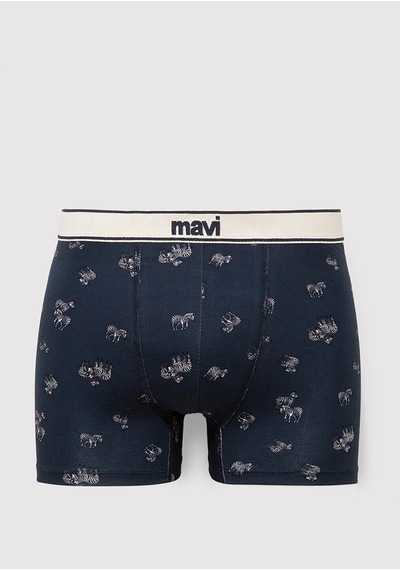 Mavi - Zebra Baskılı Lacivert Boxer 0911981-26828 Lacivert