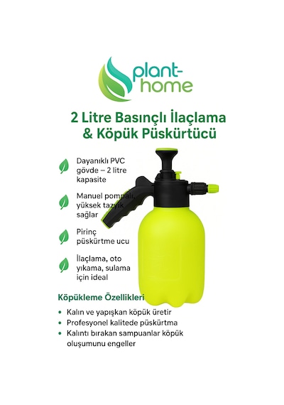 2 Litre Basınçlı İlaçlama Pompası & Köpük Püskürtücü Bahçe Ve Oto Yıkama Spreyi