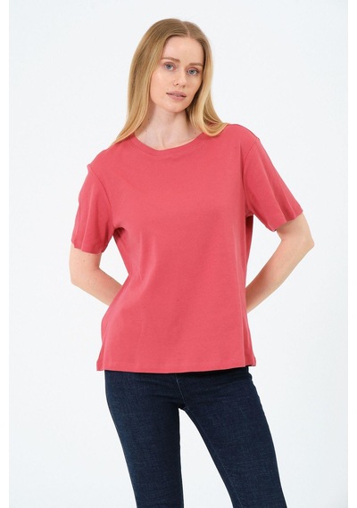 Kadın Bisiklet Yaka Kısa Kollu Basic T-shirt - İnterlok Kumaş Çok Renkli