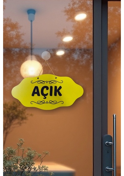 Dekoratif Açık-kapalı Tabelası - Sarı