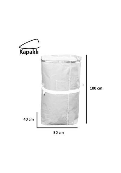 İş-ev Branda Taşıma Çuvalı 50x40+100cm Kapaklı, Ipli Ve Cepli 170gr.tekstil Çuvalı BEYAZ