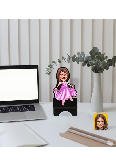 Kişiye Özel Kız Çocuk Prenses Karikatürlü Ahşap Biblo Telefon Sta (533057167)