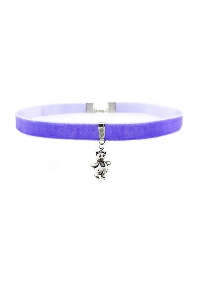 Mor Renk Ayıcık Choker Kolye Gümüş